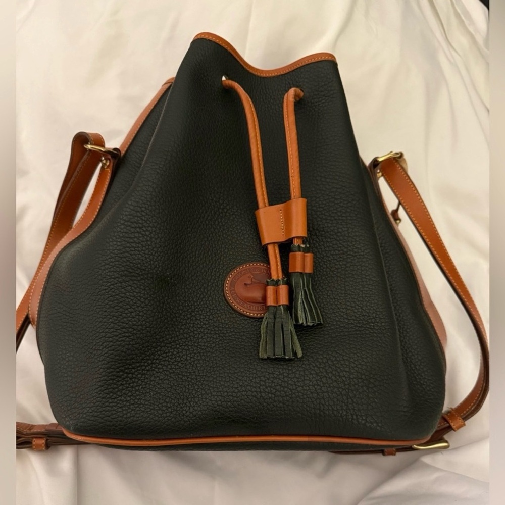 Dooney & Bourke Dark Green and Tan Leather Shoulder Bag